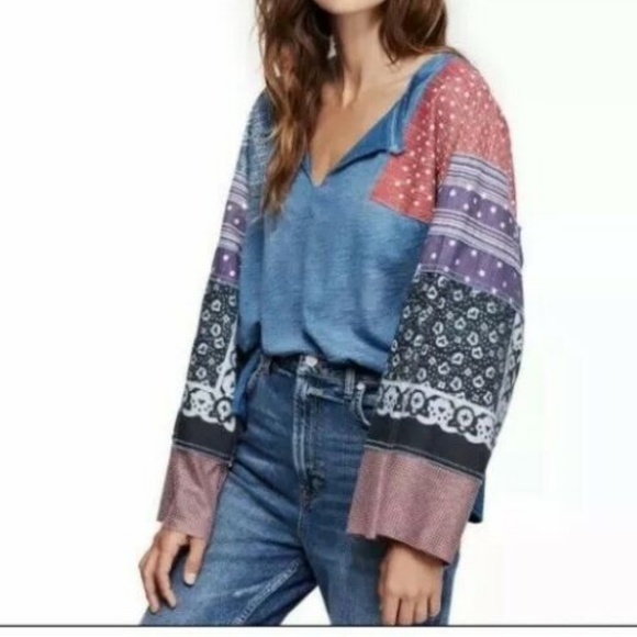 FP We the Free Shibuya Patchwork Sleeve Tunic M - Picture 5 of 5